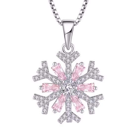 Silver Platinum Plated Rhinestones Girls Women Ladies Zinc Alloy Pendant Necklace