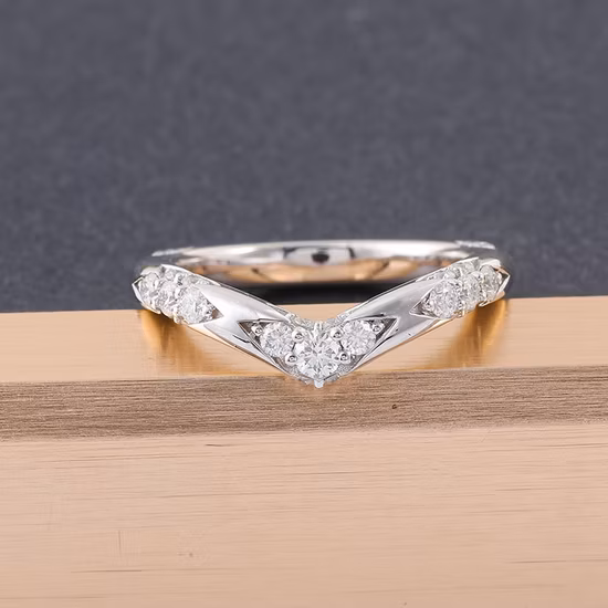 14K リアルゴールド婚約指輪ウェディングセットカーブバンド女性ウェディングジュエリーセッティング用