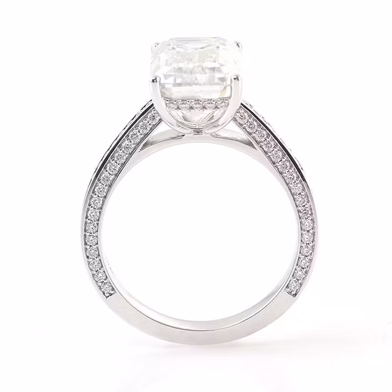 ウェディング 14K モアッサナイト ダイヤモンド リング 10K ゴールド 8.5 CT エメラルド アイスアウト モアッサナイト ルース ストーン リング バンド